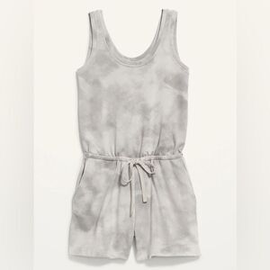 Old Navy Waist-Defined Sleeveless Gray Tie-Dye Romper 4-inch Inseam. Small.